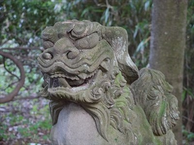 三瓶山神社の狛犬・阿・アップ