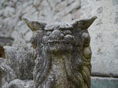 山辺神社の狛犬・吽・アップ
