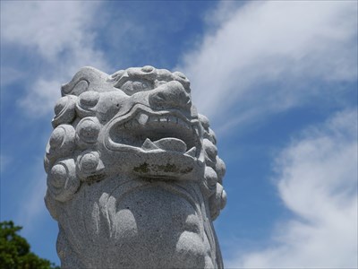 大年神社（渡津町）の狛犬・阿・アップ