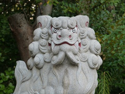大年神社（都野津町）の狛犬・吽・アップ