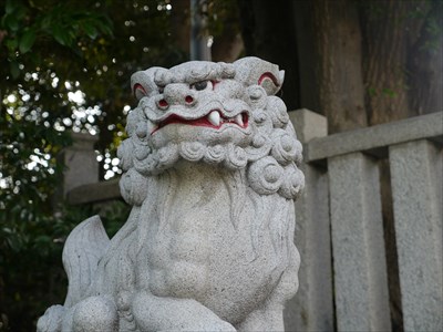 大年神社（都野津町）の狛犬・吽・アップ