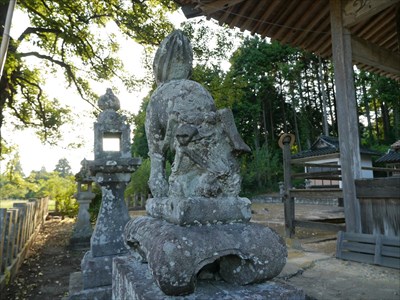 天津神社の狛犬・吽・構え型
