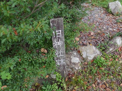 旧神社跡を示す杭